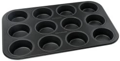 Moule 12 Muffins Black Metallic