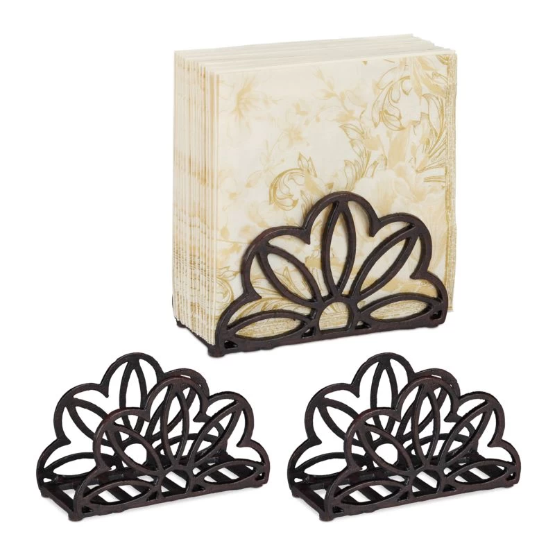 3x Porte-serviettes Fonte De Fer Fleurs 1 3x Porte-serviettes Fonte De Fer Fleurs