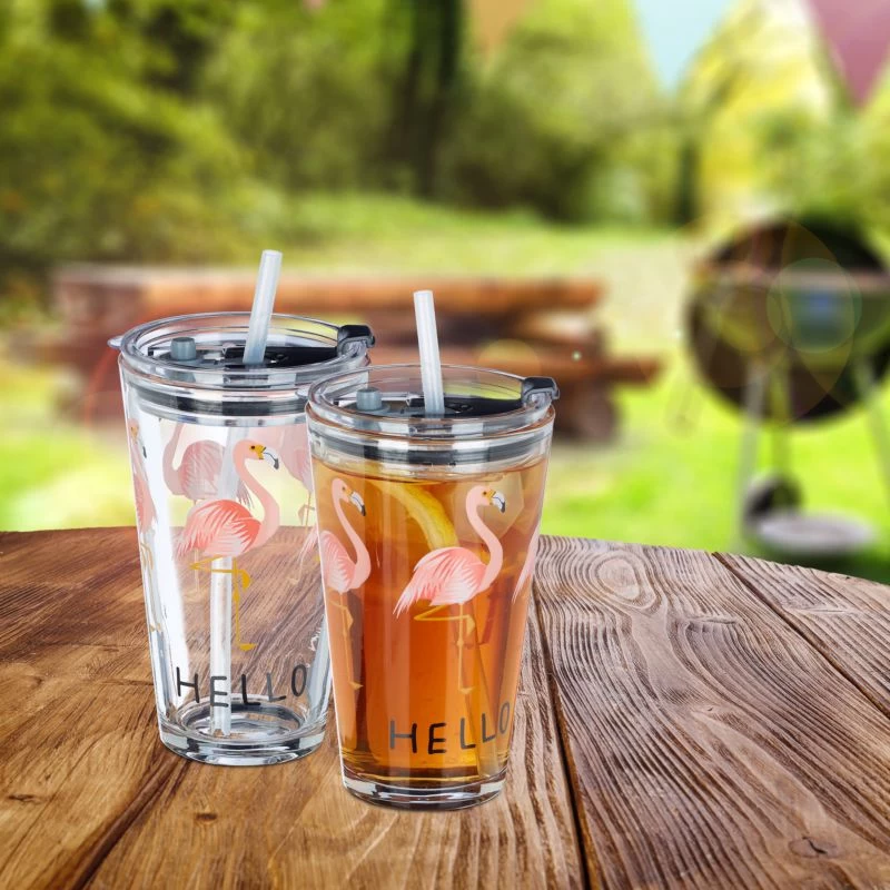 Verre Avec Paille Flamant Rose Lot De 4 2 Verre Avec Paille Flamant Rose Lot De 4 – Image 2