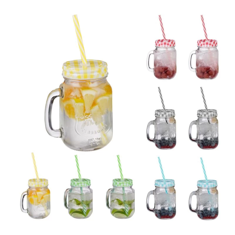 Lot Multicolore 10 Jarres Avec Couvercle 1 Lot Multicolore 10 Jarres Avec Couvercle