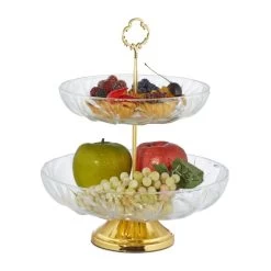 Serviteur Fruits En Verre Avec 2 étages