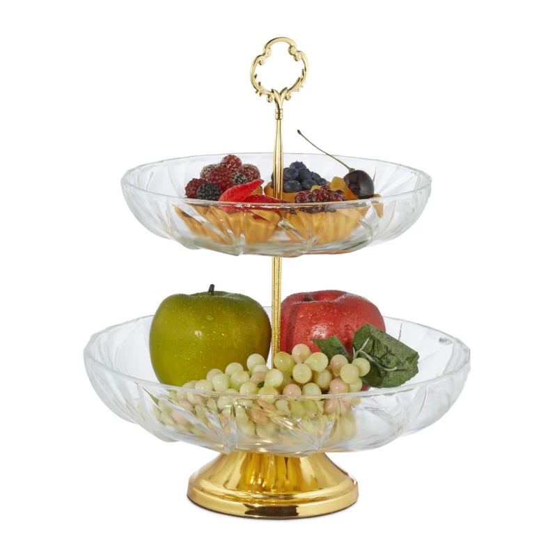 Serviteur Fruits En Verre Avec 2 étages 1 Serviteur Fruits En Verre Avec 2 étages