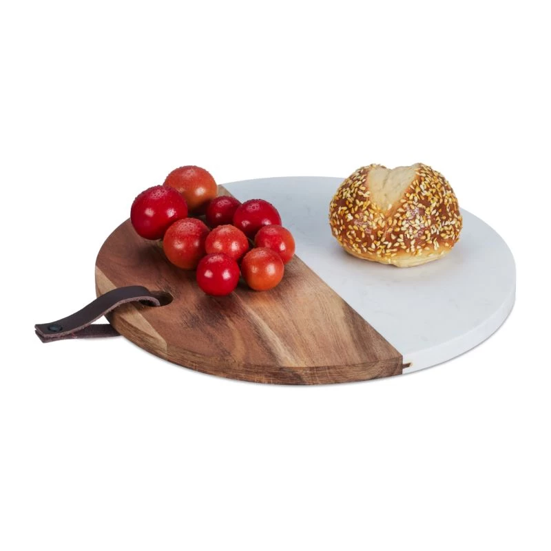 Planche à Découper Ronde Bois & Marbre 1 Planche à Découper Ronde Bois & Marbre