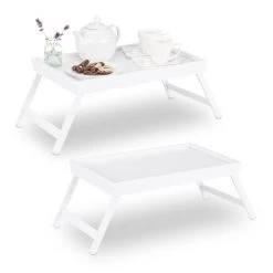 2x Tablettes De Lit Bambou Blanc Service