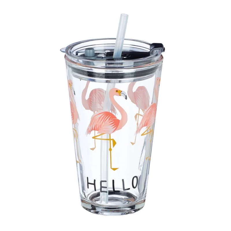 Verre Avec Paille Flamant Rose Lot De 4 5 Verre Avec Paille Flamant Rose Lot De 4 – Image 5