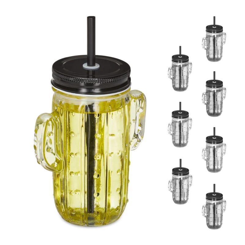Lot De 8 Verres Cactus Avec Paille 1 Lot De 8 Verres Cactus Avec Paille