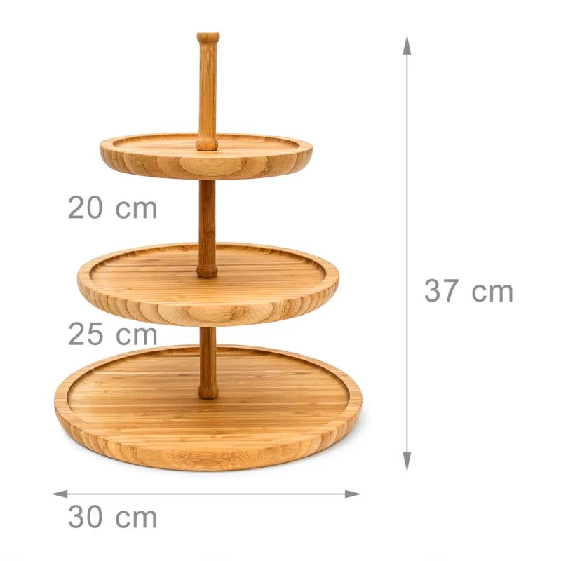 Présentoir 3 étages Étagère Bambou 8 Présentoir 3 étages Étagère Bambou – Image 8