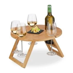 Mini-table Portative Ronde En Bambou