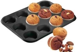 Moule 12 Muffins Black Metallic -Entrez dans ma vaisselle. fa4a9a4db92c4411a97b612d42a54e39